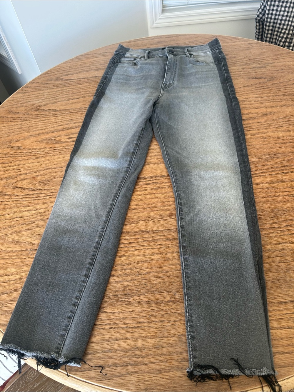 MOTHER Skinny Two Tone Grey Wash Side Panel Jeans 26